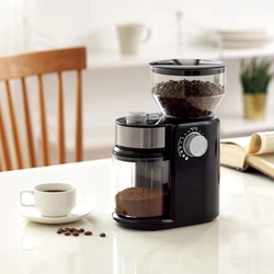 Electric Coffee Grinder Coffee Mill Machine Coffee Bean Grinder Machine Flat Burrs Grinding Machine Black EU PLUG