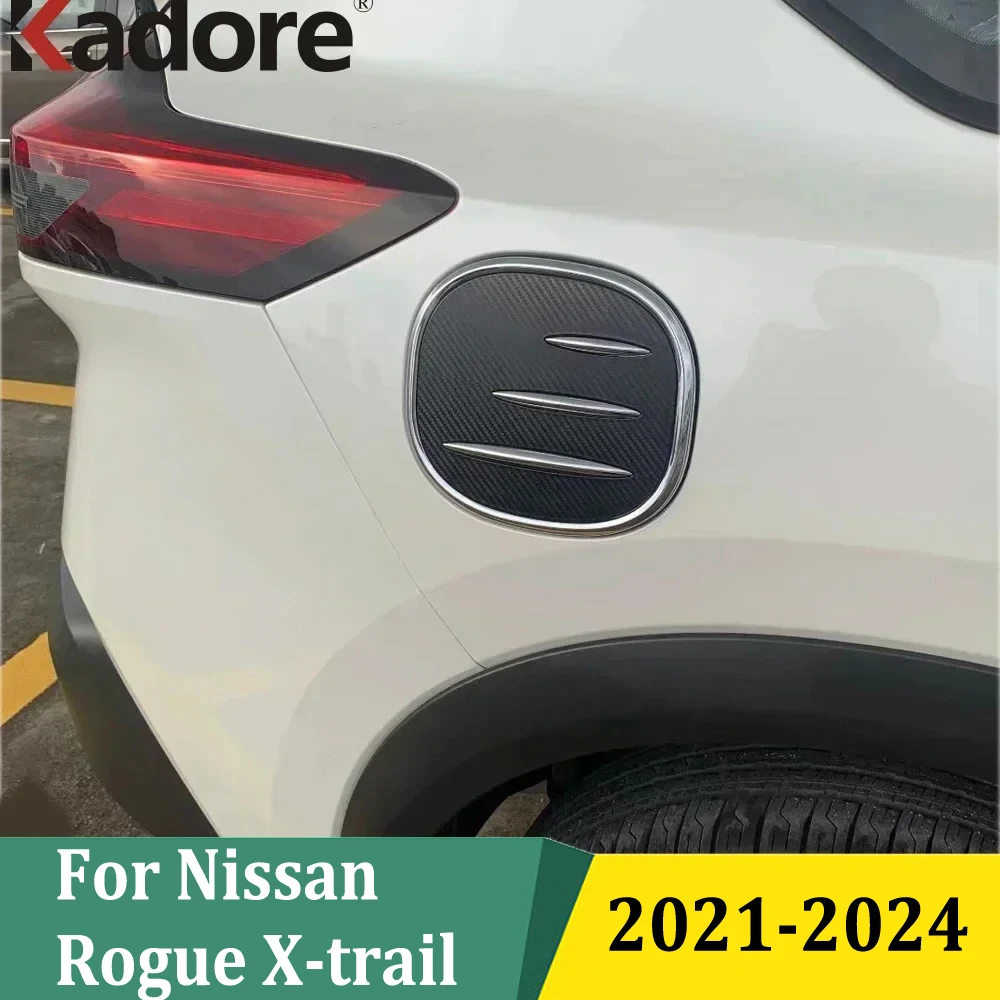 

For Nissan Rogue X-trail 2021 2022 2023 2024 Carbon Fiber Gas Tank Cap Cover Trims Car Sticker Exterior Accessories
