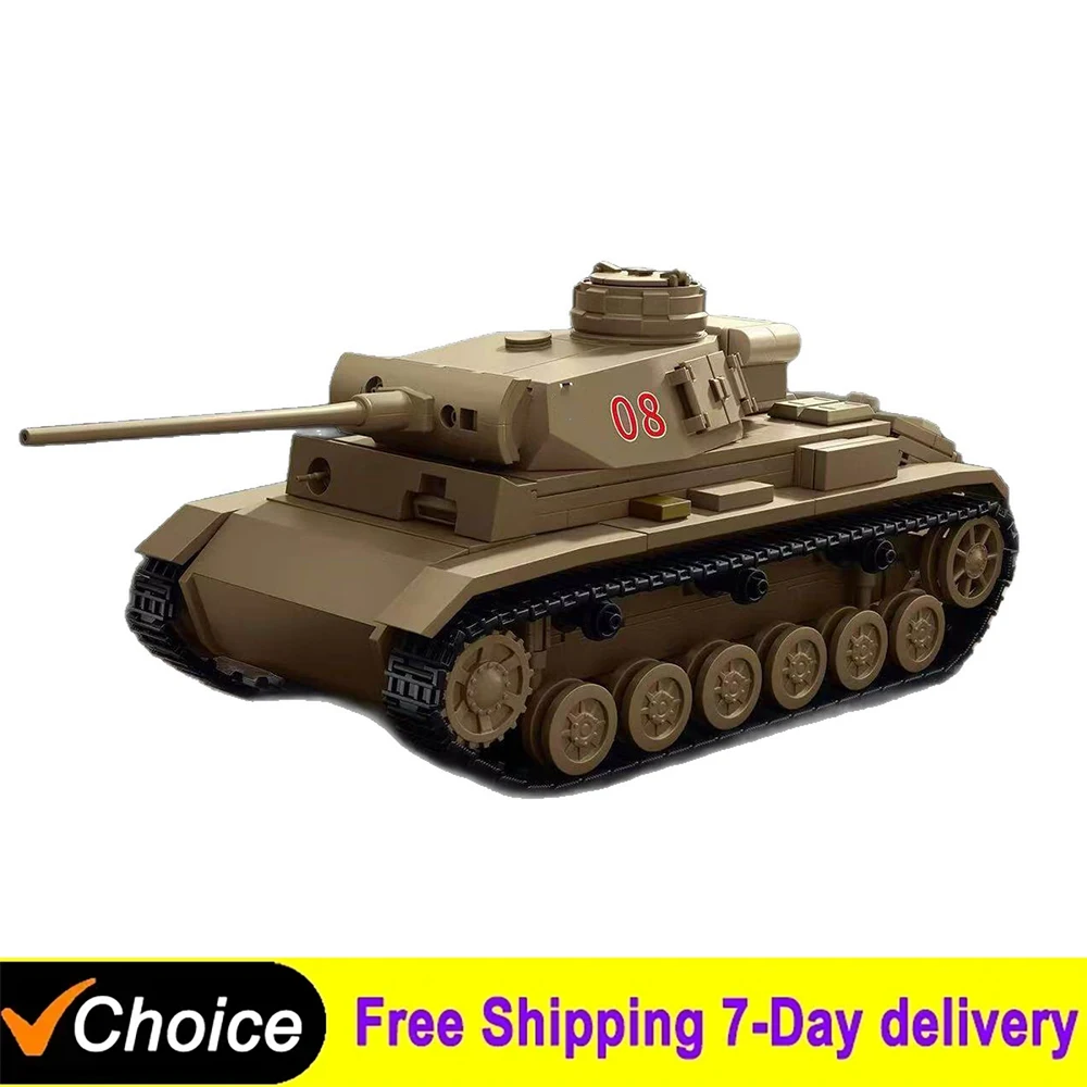 

MOC Afrika Korps Panzer III Sd.Kfz.141 Tank Military Model Enthusiasts Building Blocks Model Bricks Toy Christmas Gift