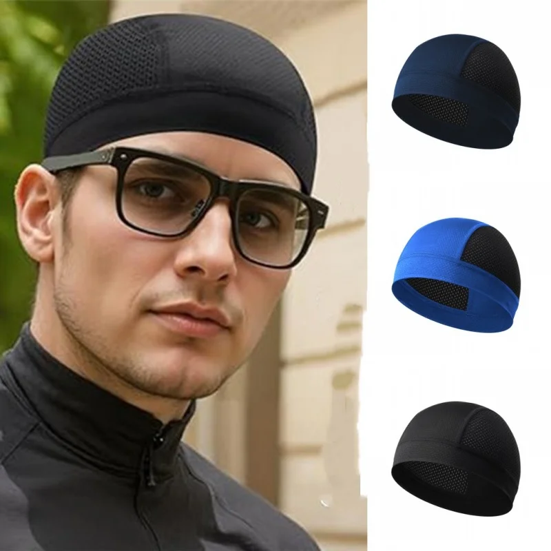 Summer Breathable Mesh Quick Dry Skull Beanie Cap Cycling Absorb Sweat Helmet Liner Cap Headscarf Mens Sports Hiking Running Hat