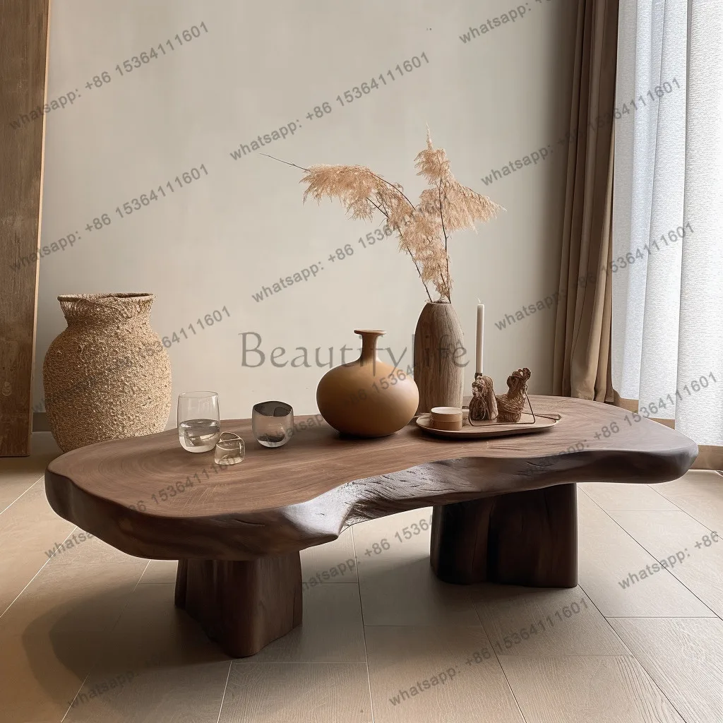 

Wabi Sandy Wind Solid Wood Coffee Table Medium Ancient Natural Log Irregular Art Coffee Table