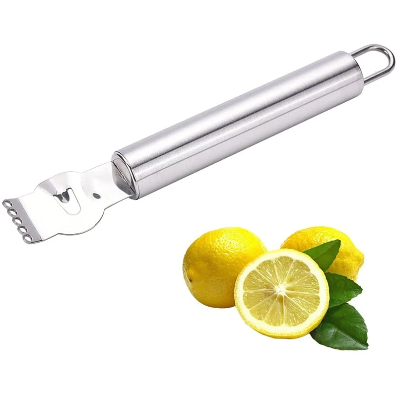 Stainless Steel Lemon Zester Grater With Channel Knife And Hanging Loop Kitchen Gadgets Orange Citrus Fruit Grater Peeling Knife view 2