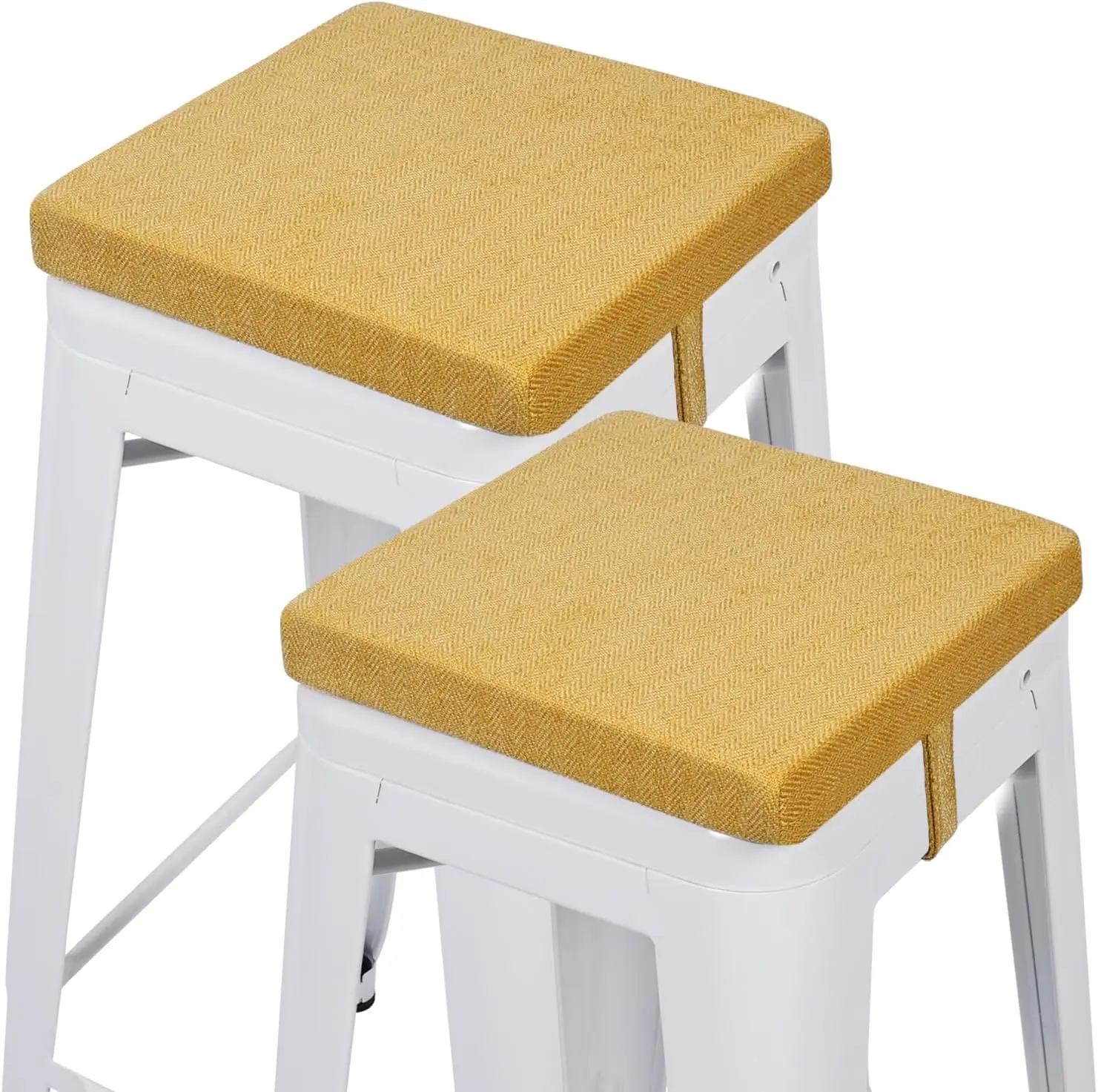 

12 H Non Slip Stool Cushion Square Set Of 2, Soft Bar Stool Cushions With Ties Square Chair Pad For Stackable Kitchen Stools,