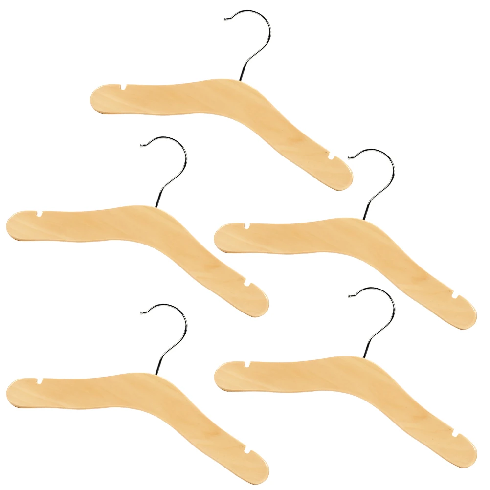 

5Pcs Solid Wood Baby Hangers Strong Non- Design Toddler Clothes Hanger for Skirts Coats Pants