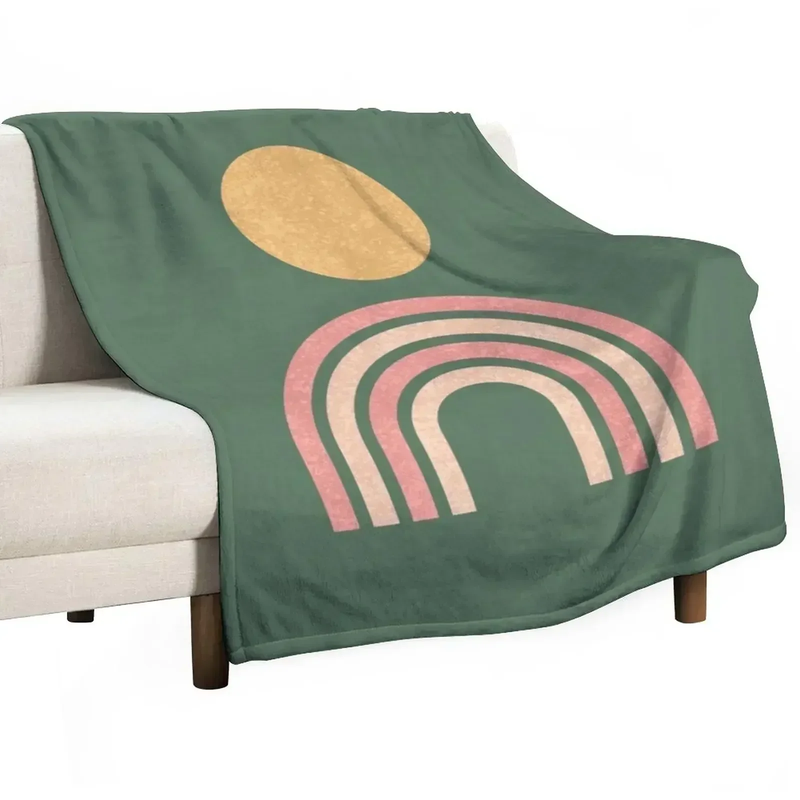 Mid-century modern gold pink on green Throw Blanket Sofa Kid'S Plaid on the sofa Luxury Thicken Blankets For Baby Polar Blankets