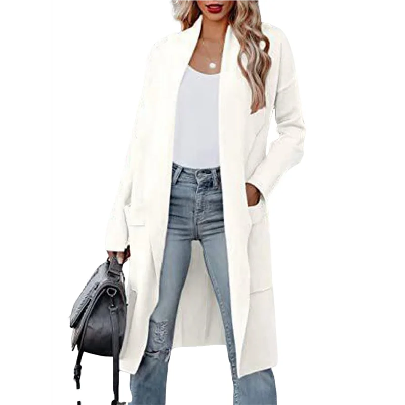 

Women's Open Front Knited Loose Cardigan Casual Long Sleeve Draped Knit Pockets Long Jackets Sweater