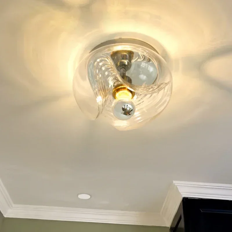 

SANDYHA Nordic Glass Pendant Light Waved Clear Ceiling Chandelier for Dining Table Living Room Bedroom Corridor Small LED