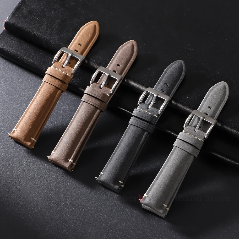 20 มม.22 มม.หนัง Watchband เย็บสายรัดข้อมือสําหรับ Omega เปลี่ยนเข็มขัดสร้อยข้อมือ Vintage สําหรับผู้ชายผู้หญิงอุปกรณ์เสริม