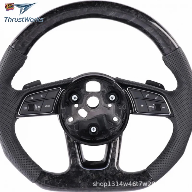 TOP 'S New Forged Carbon Fiber Steering Wheel, Genuine Peorated Leather With Multi-Function Buttons, Modification