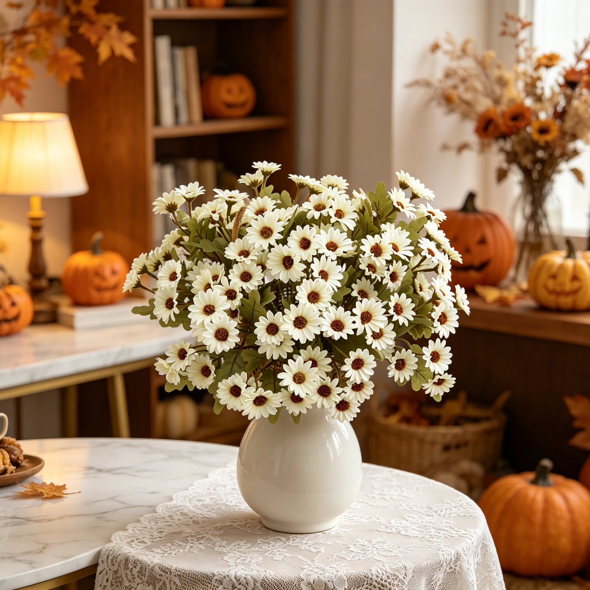 2/4 Stück Künstliche Blumen Seiden-Gänseblümchen Tischdekoration für Festivals, Hochzeiten, Zuhause, Herbst, Halloween, Dekoration für Garten, Fenster, DIY-Geschenke – Detail 2