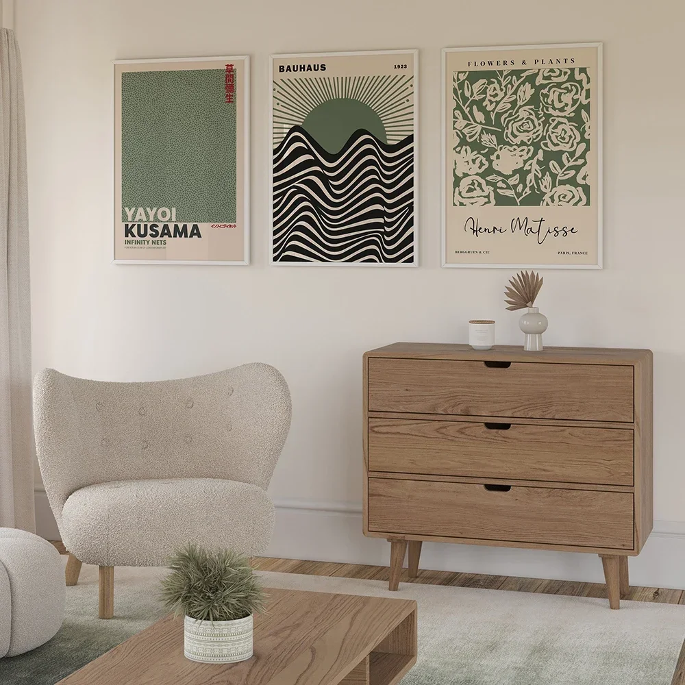 قماش اللوحة الشمال المشارك طباعة جدار صورة حكيم الأخضر ماتيس يايوي كوساما معرض المشارك باوهاوس الفن غرفة المعيشة ديكور #3