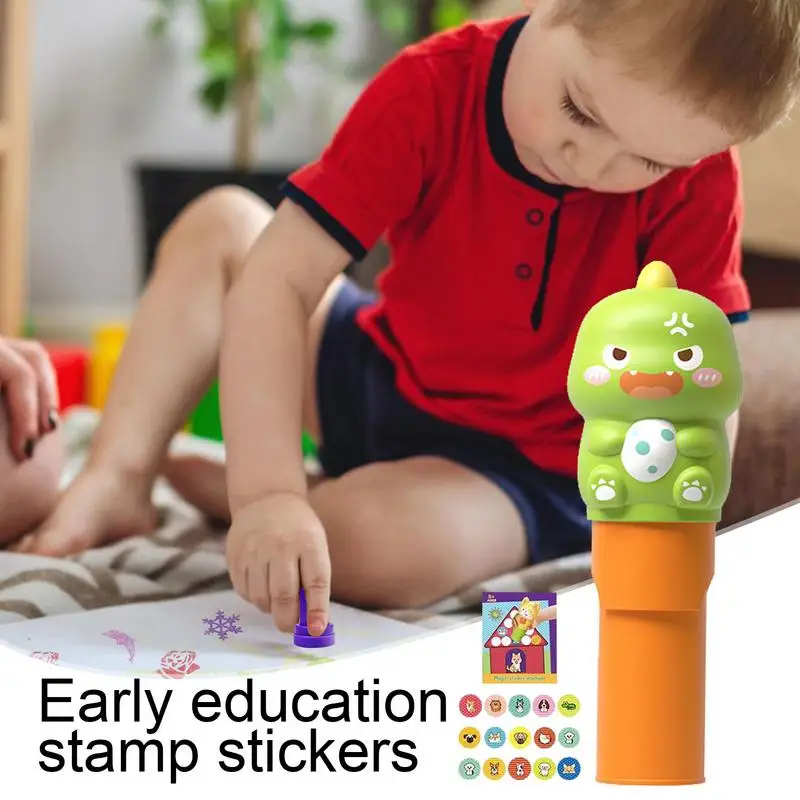 Kindersticker Stempel Kit Waterdichte Sticker Stamper Met Navulling Stickers Arts Crafts Fidget Speelgoed Innovatieve Peuter Stempels