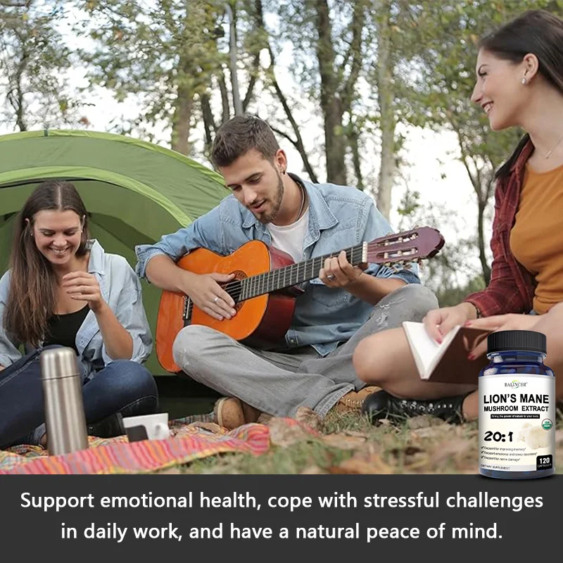 Lion's Mane - Nootropic Brain Memory & Boosts Immune System & Stress Relief, Mood and Sleep Health, Fights Stress, Non-GMO