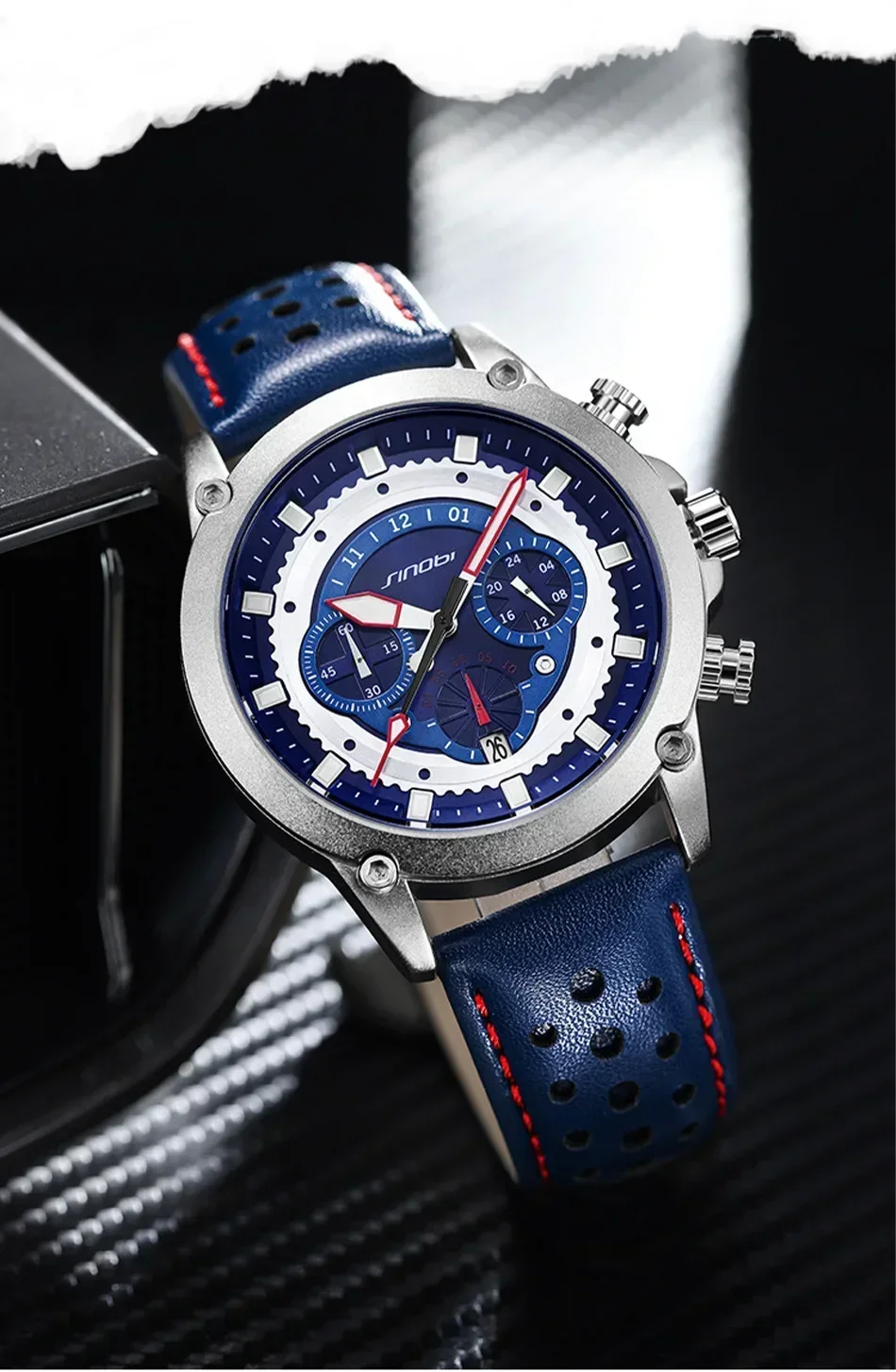 ساعة NEWMens للرجال متعددة الوظائف صغيرة بثلاثة دبابيس مقاومة للماء كوارتز مضيئة مع تقويم 9864