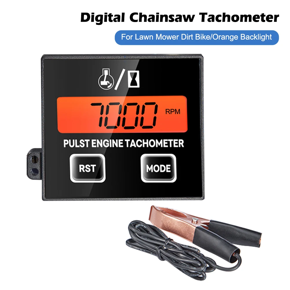 Digital Chainsaw Tachometer Wireless Inductive Hour Counter Meter Backlight Motorcycle Pulse Engine Tachometer Calibrated Gauge