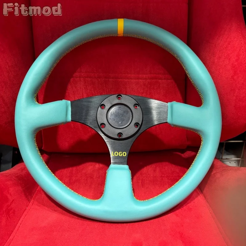 

14-inch 350mm Racing Flat Steering Leather Simulation Racing Game Steering Wheel PCD70MM