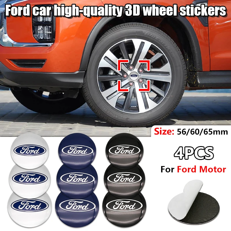 4Pcs 56/60/65mm ABS Wheel Center Hub Cap Badge For Ford Fiesta Mondeo Fusion Explorer Escape Shelby Edge Auto Tuning Accessories