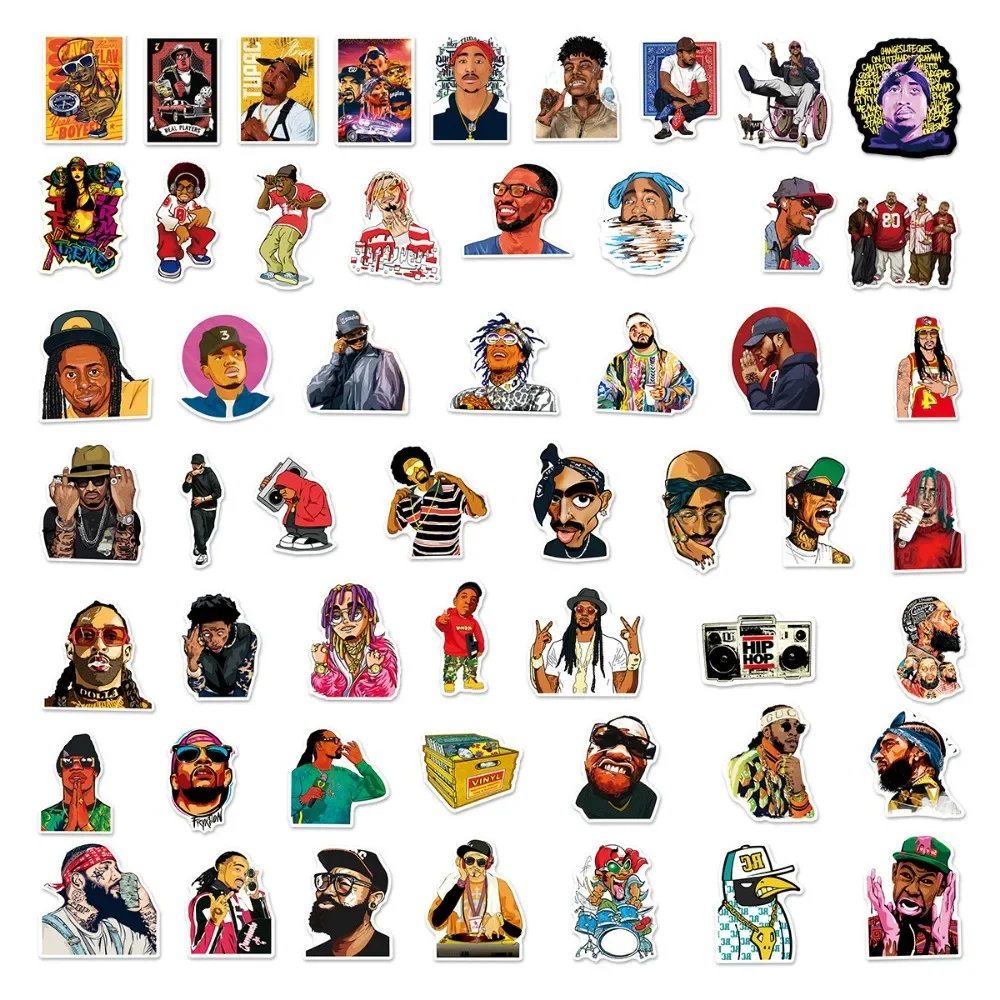 50PCS Personality Hiphop Rap Graffiti Motorbike Helmet Stickers Waterproof Trunk Sticker Motorcycle Body Scratch Cover Decals