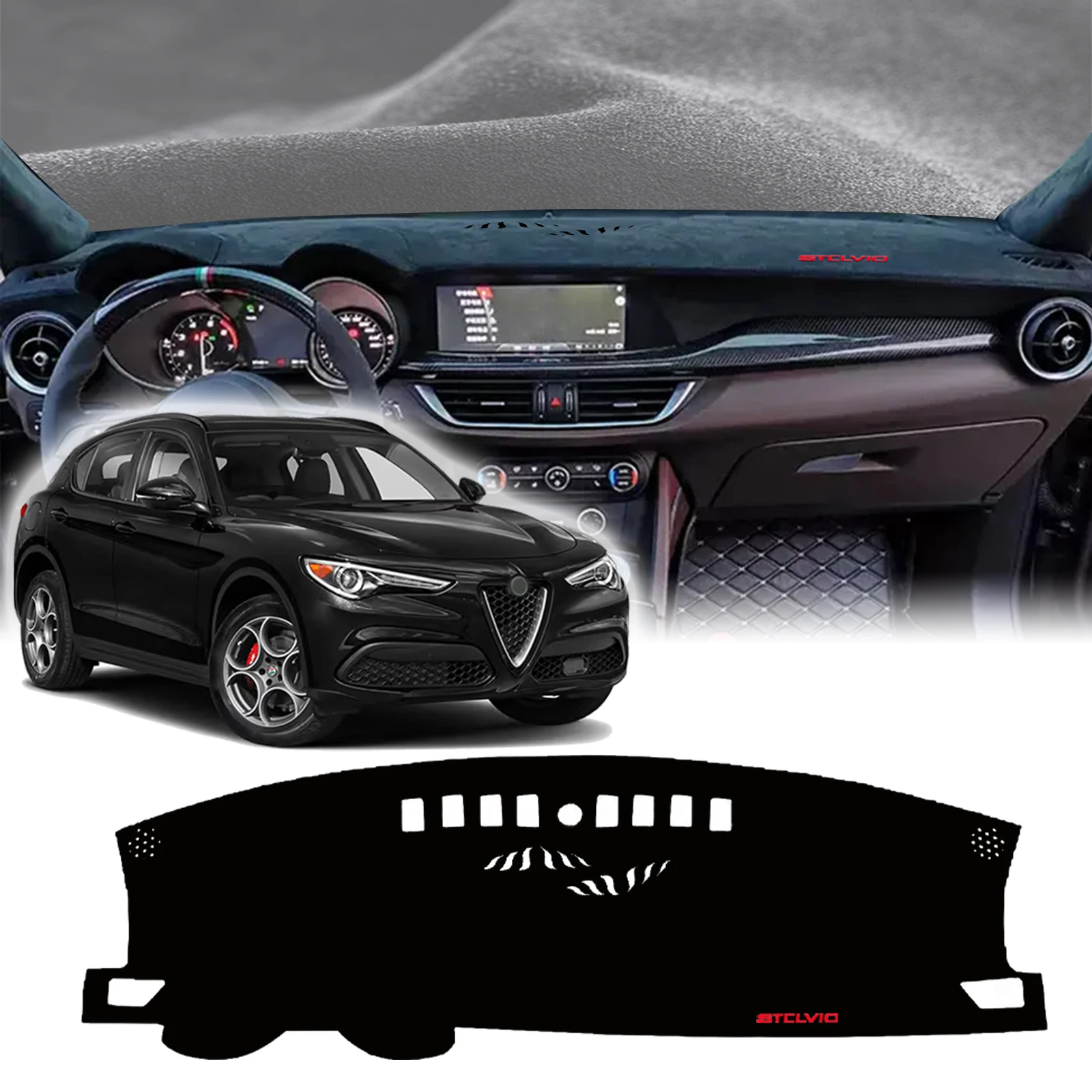 

fit for Alfa Romeo Stelvio 2017 2018 2019-2024 Car Dashmat Dashboard Cover Pad Protective Carpet DashMat Sunshade Accessories
