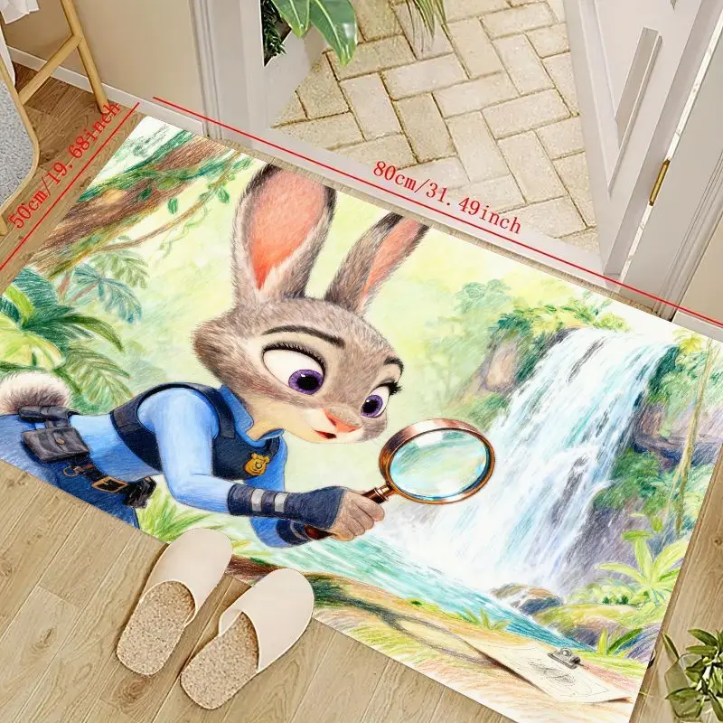 

1PC Cute Cartoon Bunny Detective Area Rug for Children’s Room, Non-Slip Floor Mat Decoration for Living Room and Play Area, 80cm