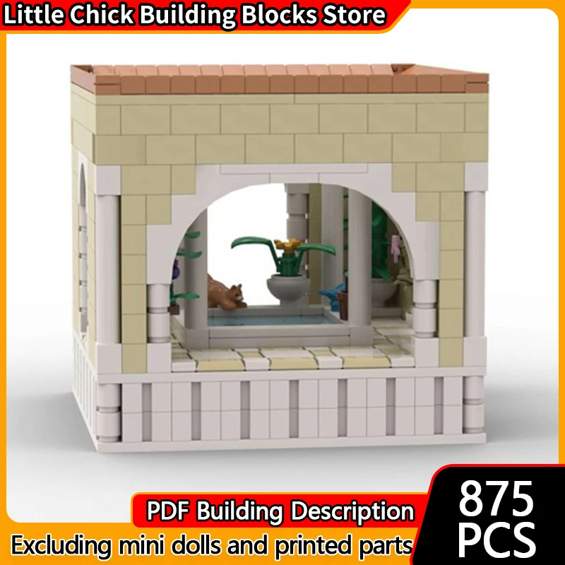 

Модель City Street View MOC, строительные кирпичи, римский древний атrium, модульная технология, детские праздничные подарки, сборка игрушек, костюм