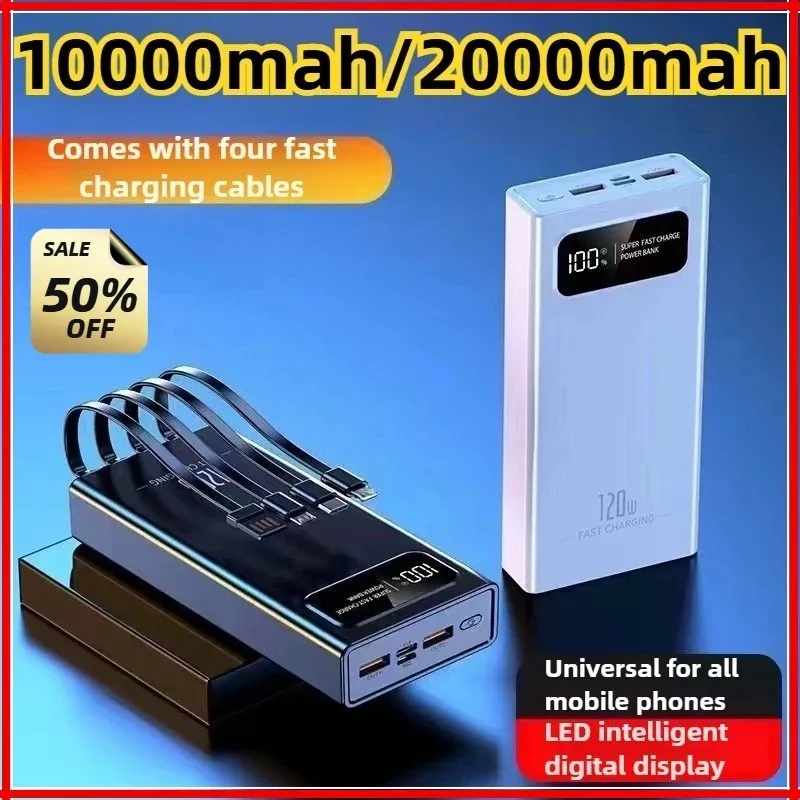 

10000mAh 20000mAh Power Bank 120W Fast Charging External Battery Large Capacity Digital Display PowerBank for IPhone for Xiaomi