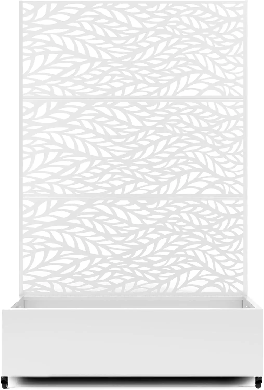 

Raised Garden Bed with Trellis and Wheels,73"x47"x16" Metal Raised Garden Bed,White Flowing Leaf Metal Planter with Climbing Tre