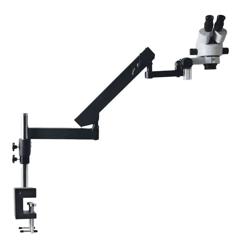 7-45X Trinocular Microscope Rocker 360 Degree Telescopic Bracket Universal Swing Arm A3 Focus Long Curved Universal Fixture