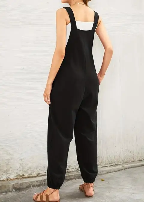 

Summer Square Neck Sleeveless Heart-Shaped Printed Multi Pocket Decoration Loose Shoulder Strap Jumpsuit Women's Casual Jumpsuit