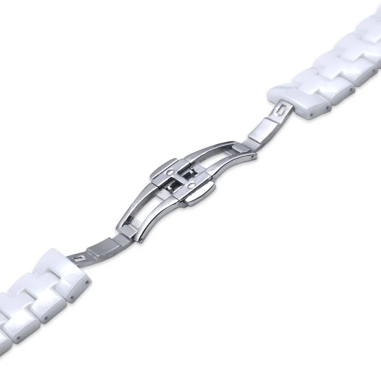 Uhgbsd Preto E Branco Cerâmica Watch Band Concave 16*6mm 18*7mm para pulseira de relógio de casal
