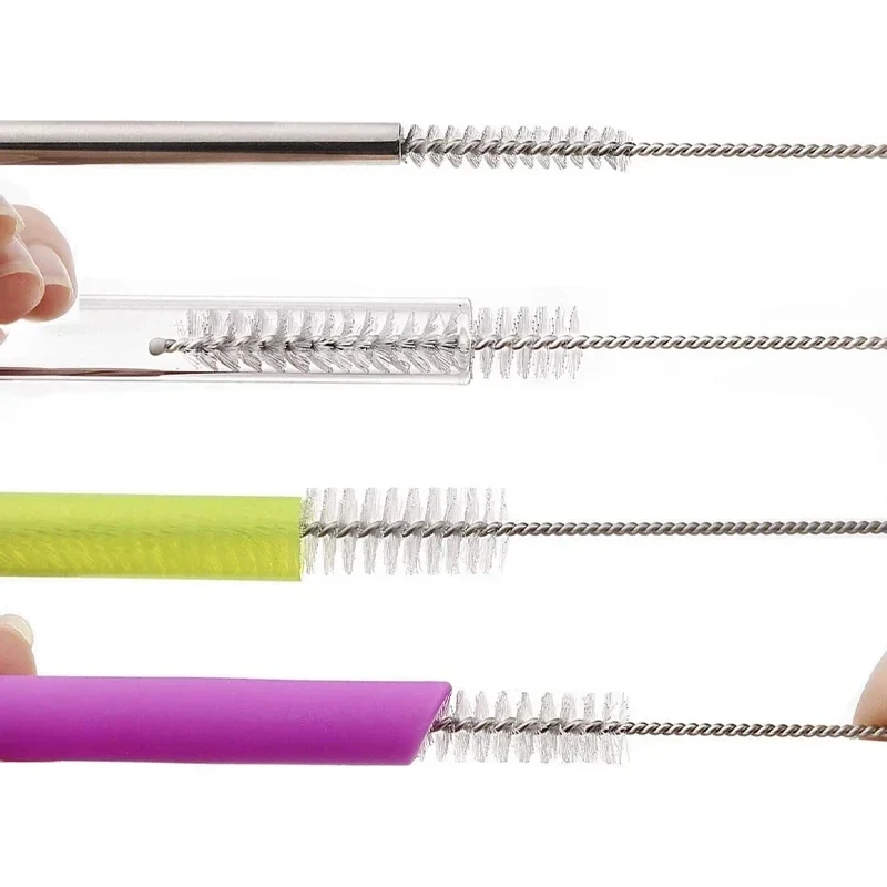 10PCS Trinken Stroh Reinigung Pinsel Kit Stroh Rohr Rohr Reiniger Nylon Edelstahl Langen Griff Reinigung Pinsel für Stroh werkzeug – Detail 7