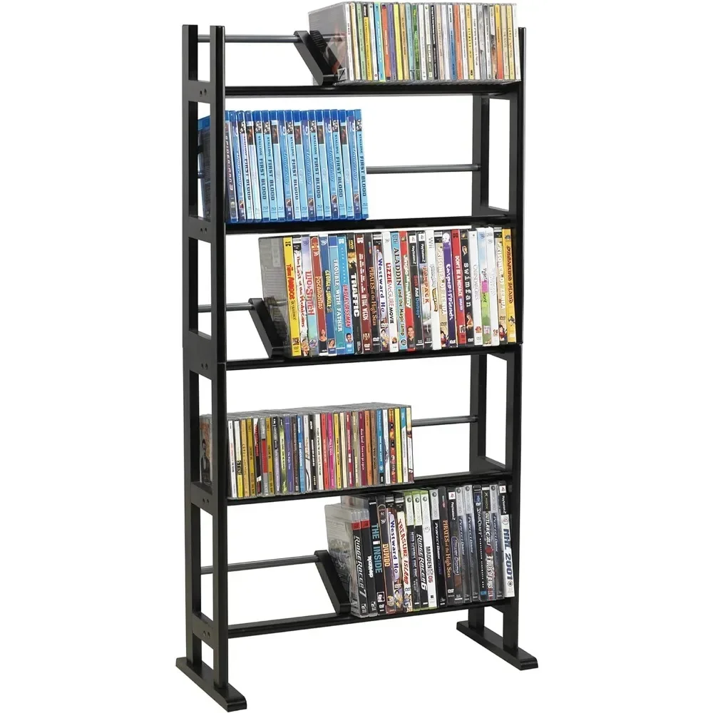 Holds Up to 230 CDs or 150 DVDs, Contemporary Wood & Metal Design with Wide Feet for Greater Stability,  In Espresso