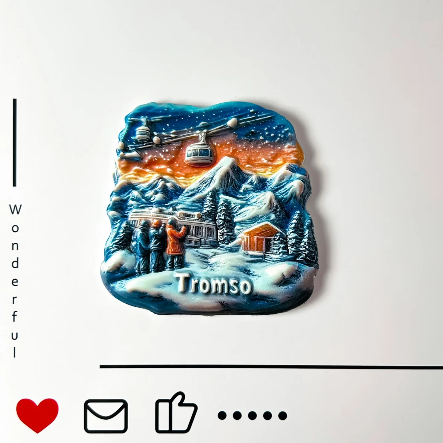 Norway, Troms, Featured Landscape, Aurora Resort, Tourist Memorial, Cable Car, Landscape, Resin Refrigerator Sticker