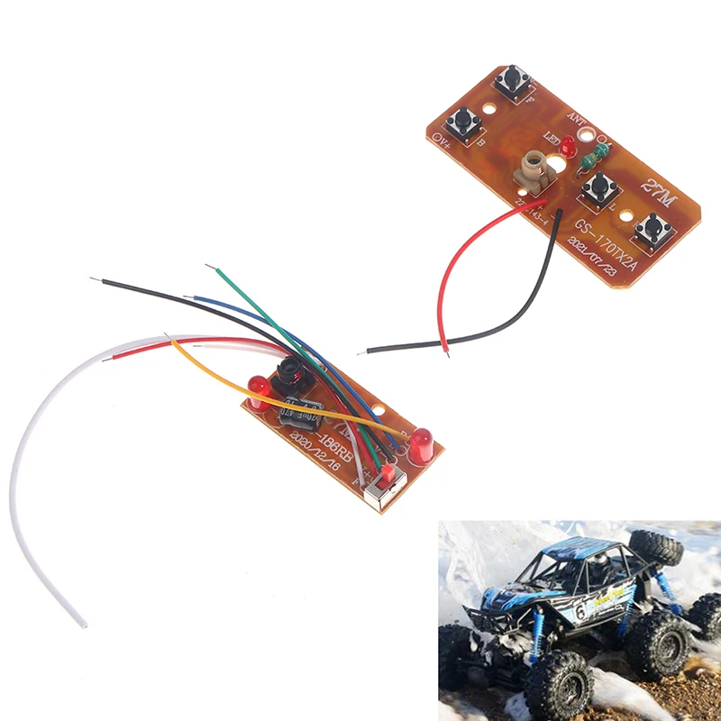 1 Set 2.4G 4CH RC Remote Control 27MHz Circuit PCB Transmitter Receiver Board With Antenna Radio For RC Car Truck