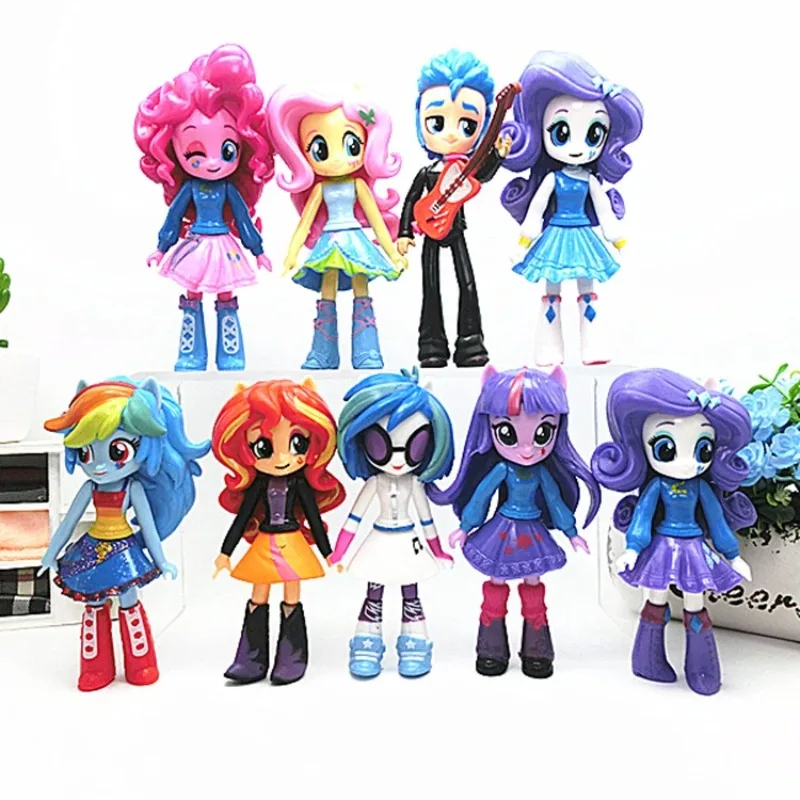 Figurines d'action en PVC, version Q kawaii, My Little Pony, 9 pièces/ensemble, jouets, décoration de bureau, cadeaux à collectionner