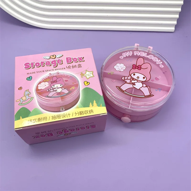 Sanrio Home Jewelry Box Cartoon Cinnamoroll My Melody Portable Desktop Organizer Cute Girl Necklace Earrings Ring Storage Box