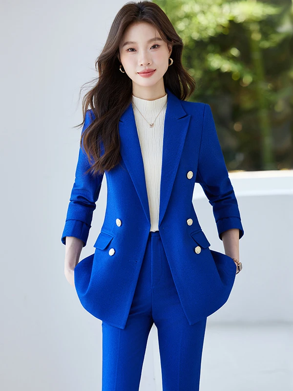 Orange Suit Jacket Women's Commute Professional Workwear Autumn Winter New Style Lightweight Formal Interview Career Suit Set
