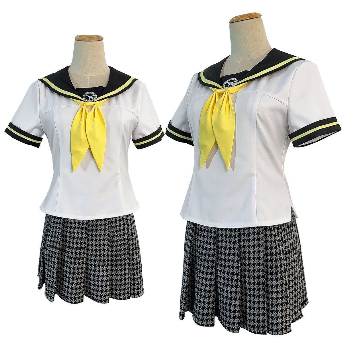 

HOLOUN Kujikawa Rise Cosplay Costume P4 Game Embroidery School Badge Plaid Pattern Skirt Summer Version Daily Wear Halloween