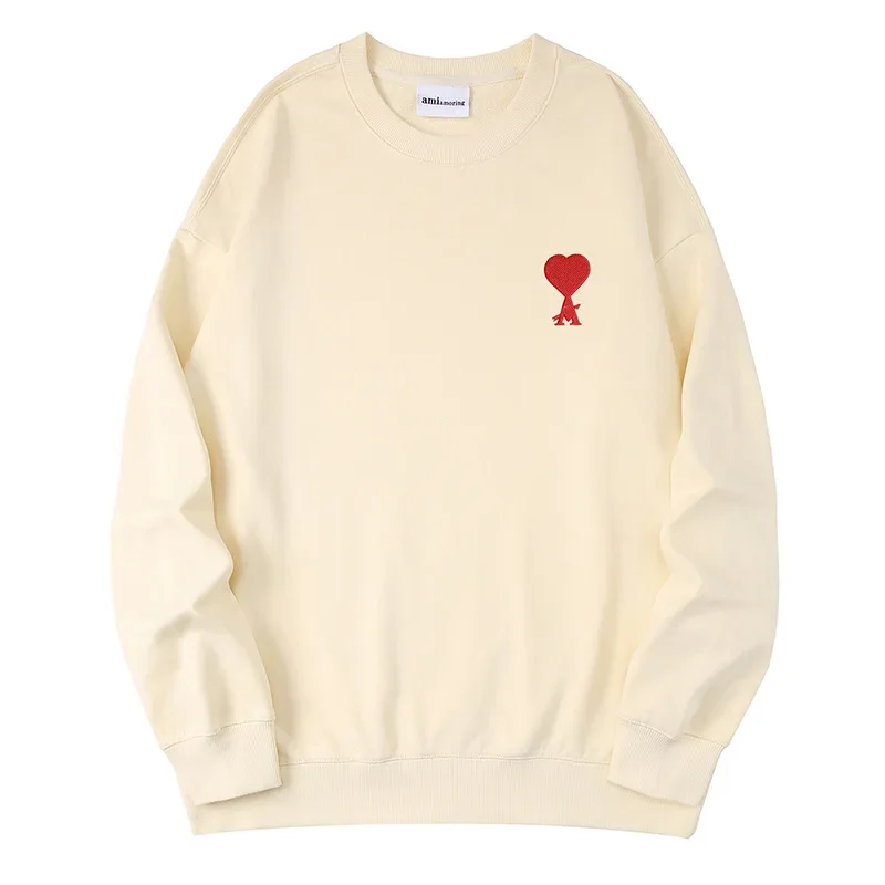 New models AMI A Love Arrow Pullover Couple Sweater Autumn Loose Heavy Duty Round Neck Large Label Embroidery Menswear Trend