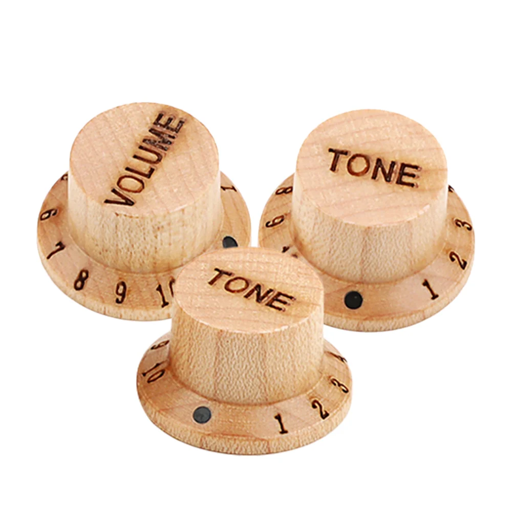 

3Pcs Wood Guitar Knob Replacement Tone Control Knob Wood Bass Volume Knob Speed Control Knob guitar knobs