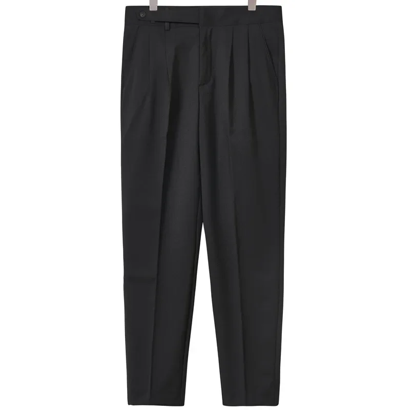 British Style Men's Slim Fit Business Casual Suit Pants Fashion Retro Designer Straight Leg Suit Pants Y2k Streetwear