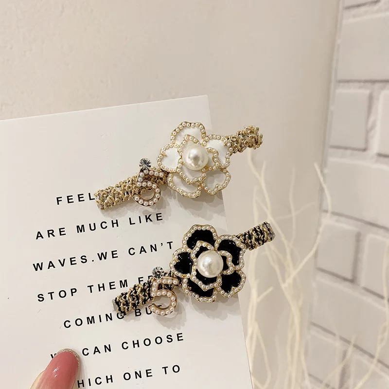 Luxus cc Kamelie Perle Haars pangen Clip Haarnadel Haars pangen Haars pange Haars pangen Stifte Vintage Haarschmuck für Frauen Mädchen