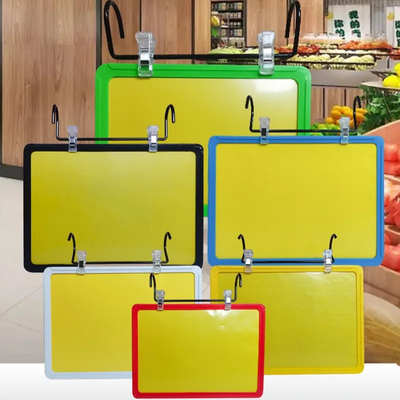 5 Pieces A4 210x297mm Supermarket Heavy-Duty A4 Hanging Sign Holder Clips Horizontal/Vertical Display Menu Price List Frame