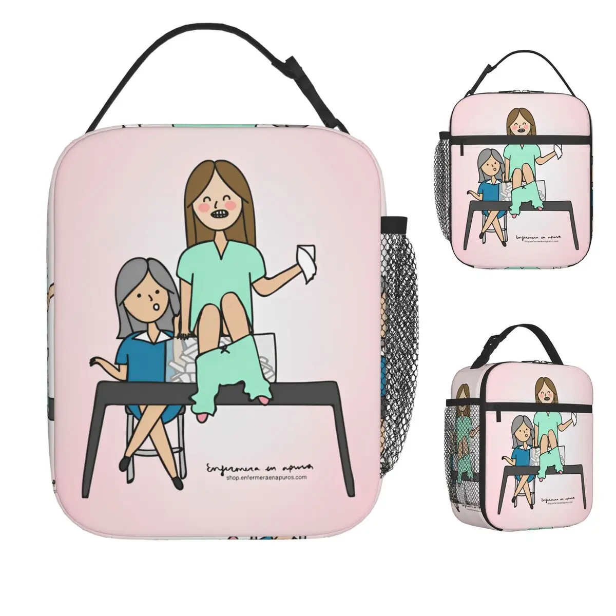 

Enfermera En Apuros Nurse Lunch Bag Aesthetic Lunch Box For Women Work Portable Cooler Bag Print Thermal Tote Handbags