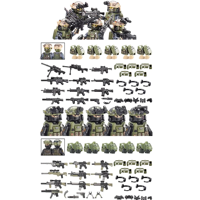 Amerika Armee Kampfuniform Spezialeinheiten Figuren Bausteine Stadt US Special Air Service Soldat Militär Waffen Spielzeug