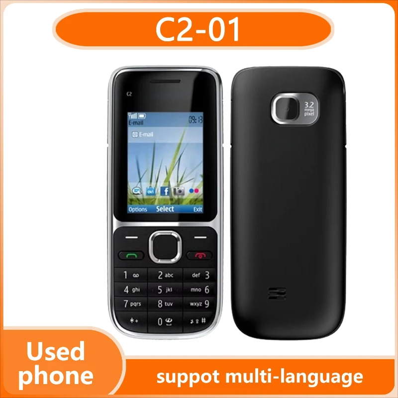 Unlocked C2-01 Classic QWERTY Dual SIM 2G 2 inches 1020mAh 3.2MP 320x240px Camera long Standby with hebrew key Used Phone