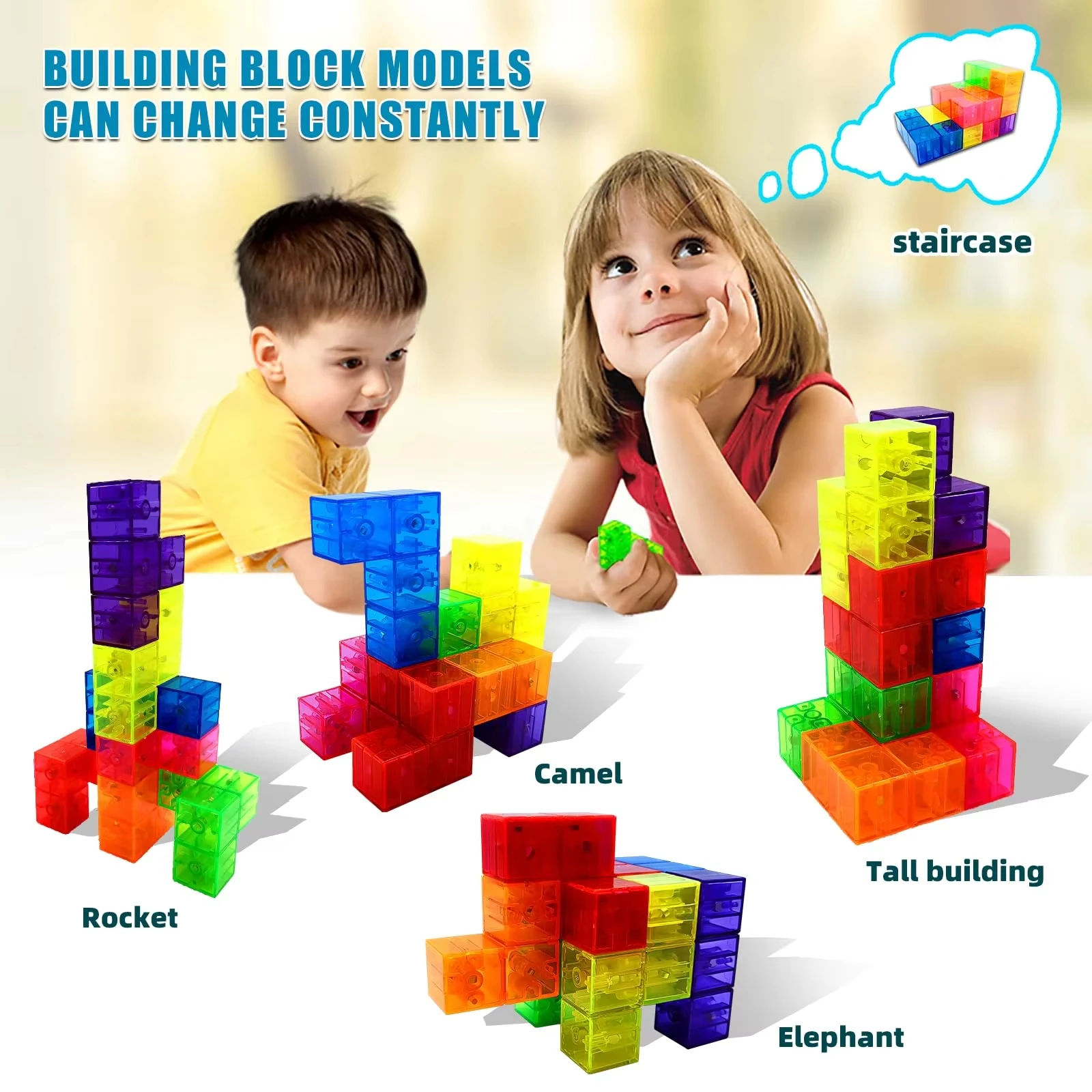 DIY Model Magnets Toys Magnetic Building Cube Blocks Transparent 64PCS Learning Educational Designer Construction Set Kids Gifts