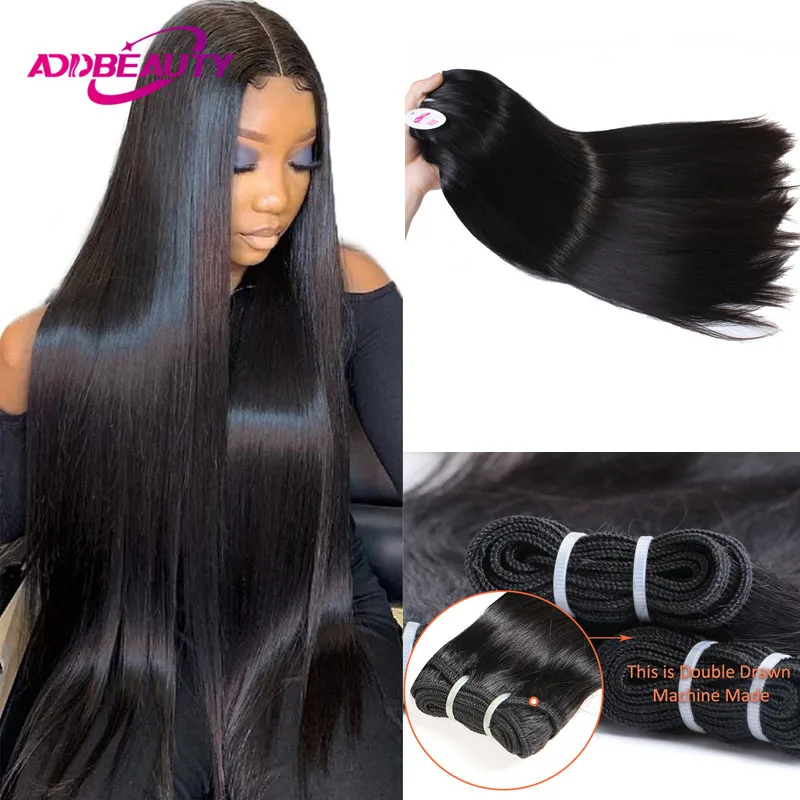 Addbeauty Bundles Human Hair Straight Unproccessed Raw Virgin Human Hair Weaving 100g/pc Brazilian Human Hair Bundles Natural