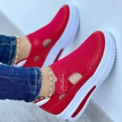 Red Sneakers Women Shoes Woman Tennis Canvas Shoe Female Casual  Ladies Sport Shoes Platform Sneaker Hollow Out Shoes