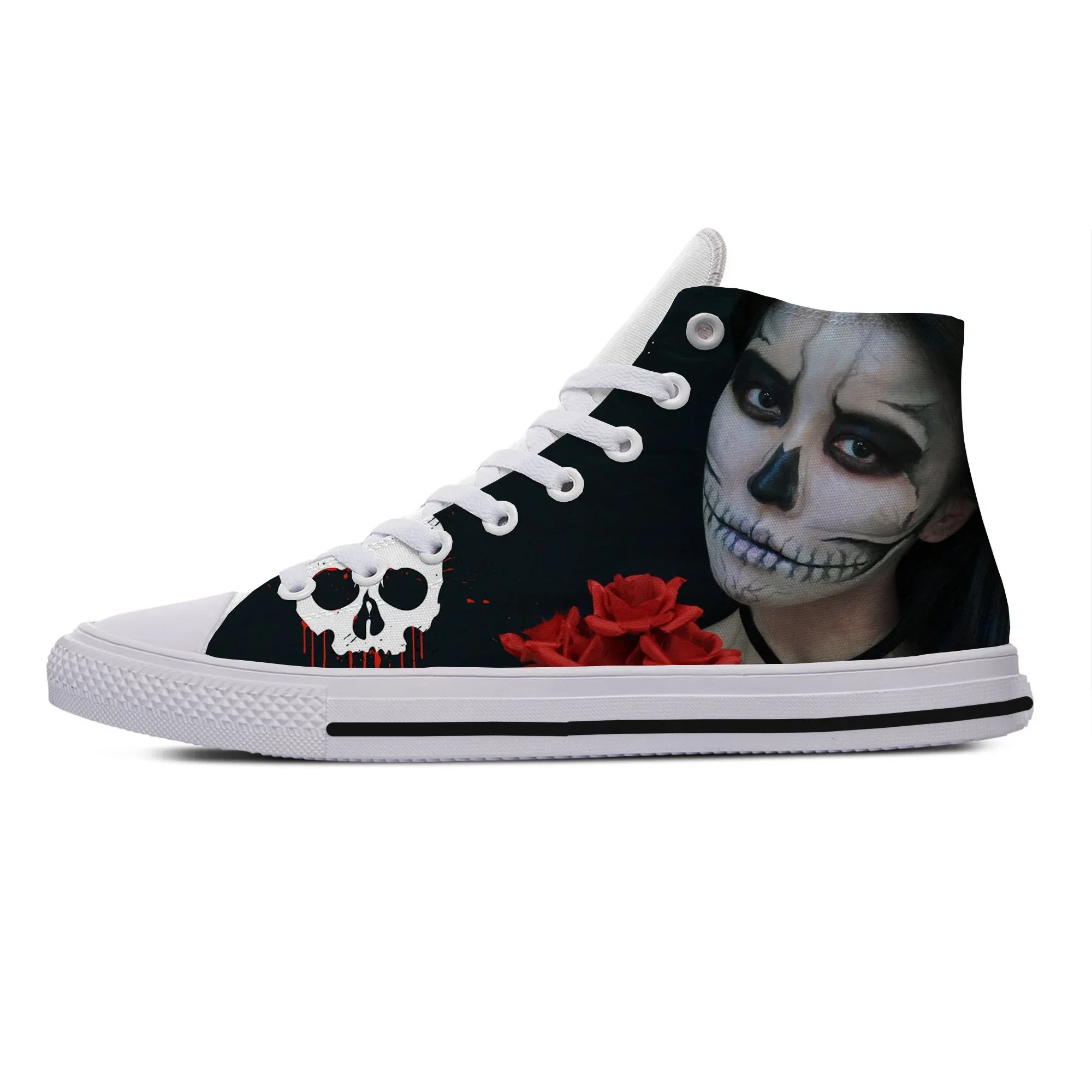 Hot Fashion Men Women Skull Beauty Bride Lightweight Comfortable Sports Shoes Breathable Canvas Shoe High Top Board Shoes